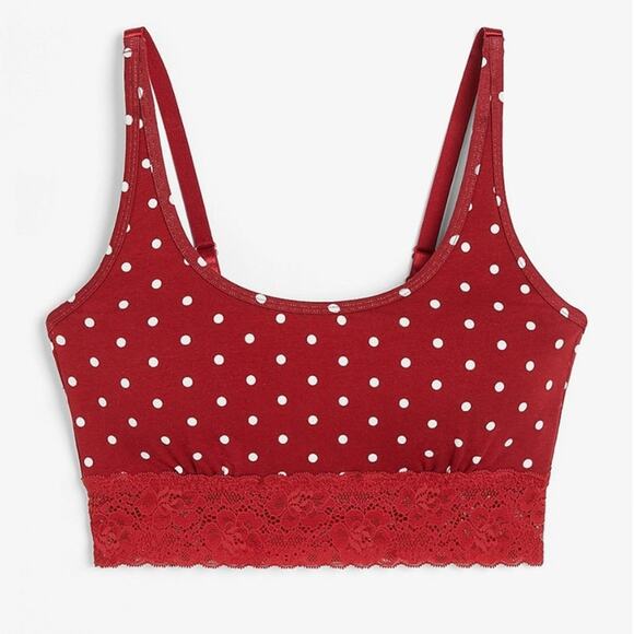Simply Comfy Red White Polka Dot Cotton Bralette Size small - Picture 2 of 3